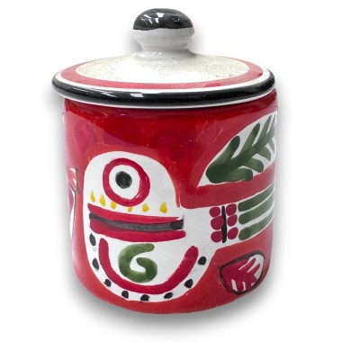 Handmade sicilian ceramic spices container with lid Marettimo de simone pottery Handmade sicilian ceramic spices container with lid Marettimo de simone pottery